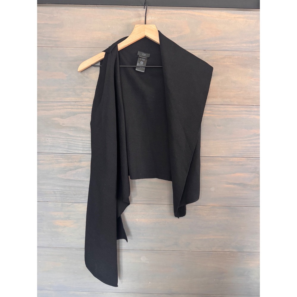 Crea Concept Black Draped Wool Blend Knit Vest Top Asymmetrical Sleeveless 40